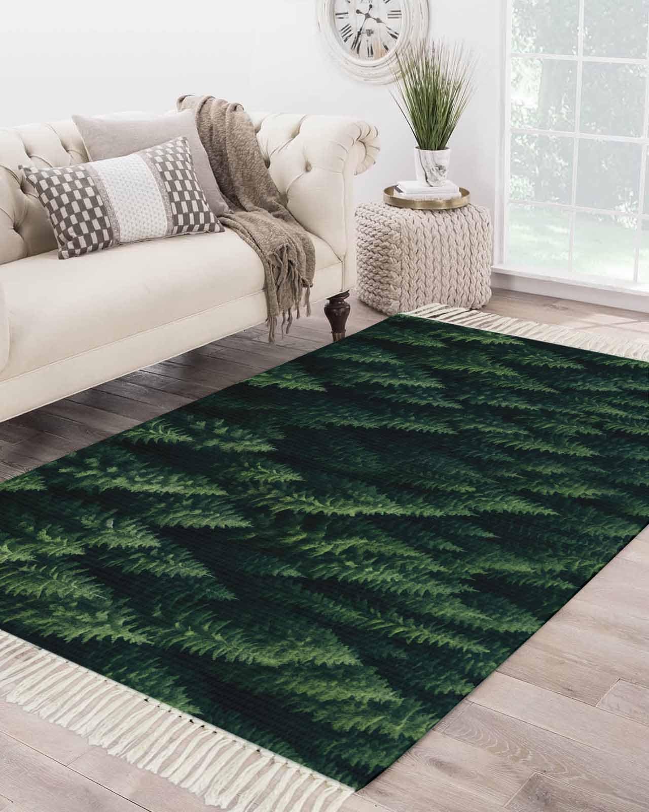 Amazon.com: Forest Green Tree Washable Woven Area Rug - 4 x 6 Rugs